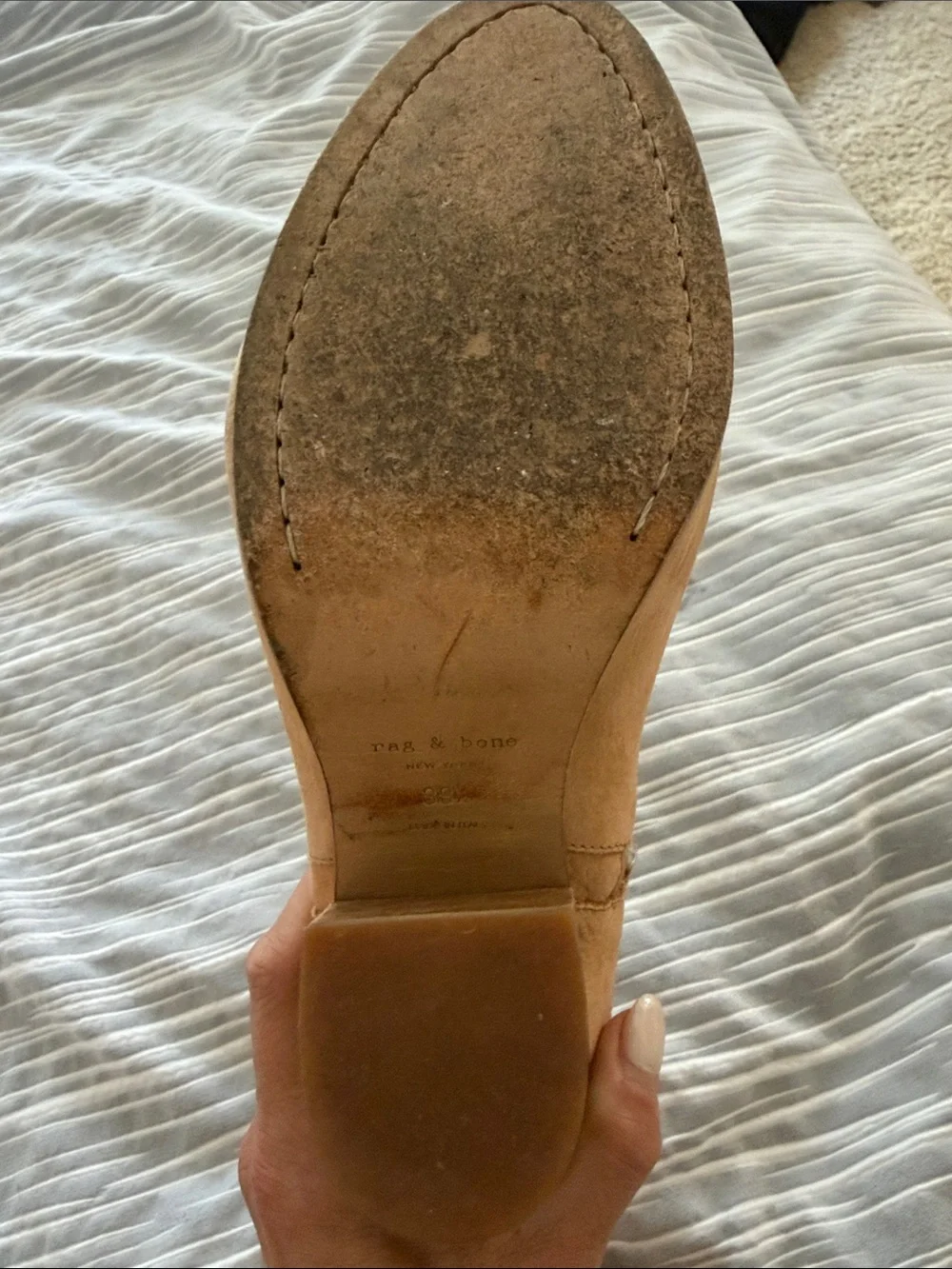 Rag and Bone Women’s Tan Suede Ankle Booties with Side Zipper